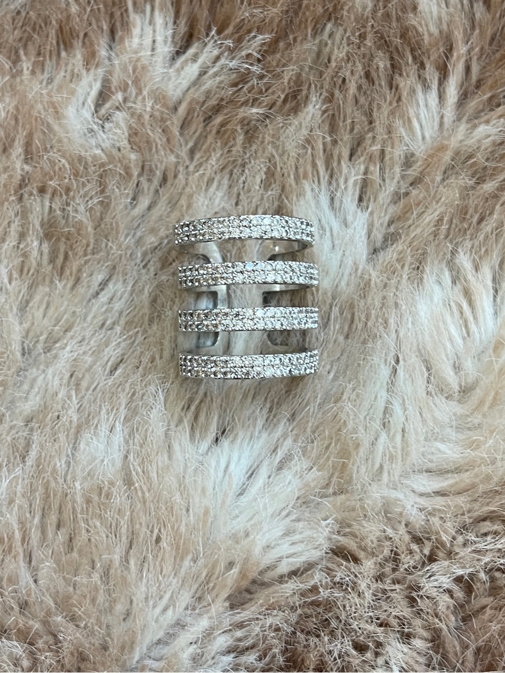 Silver Multi-Row Pavé Statement Ring - Silver